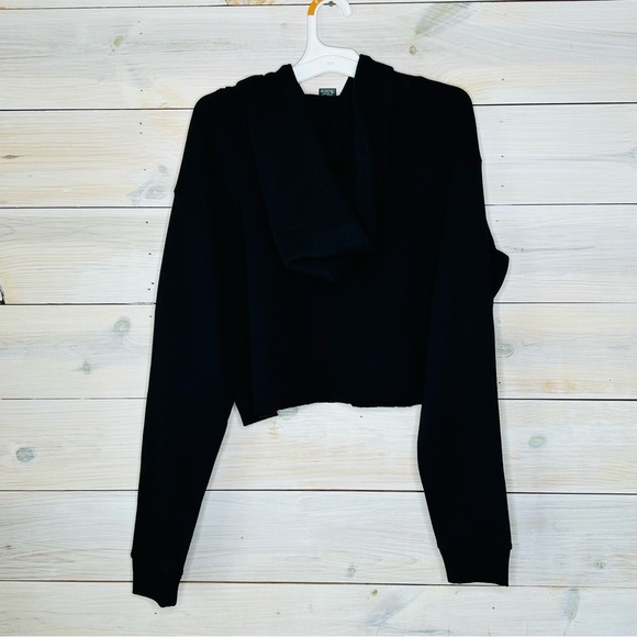 Wild Fable Hoodie Womens Small S Crop Black Long Sleeve Hooded Sweatshirt - Picture 7 of 7